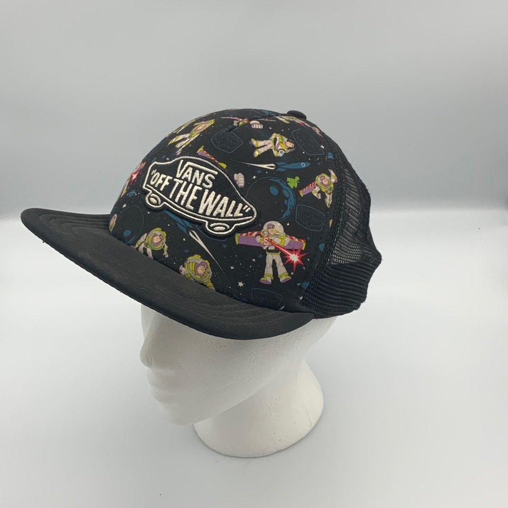 Vans Off The Wall Buzz Lightyear Toy Story Black Mesh Snapback Flat Brim Cap